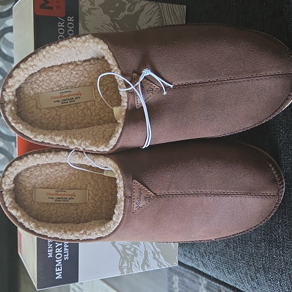 Vintage Brown Men's Memory Foam Slippers